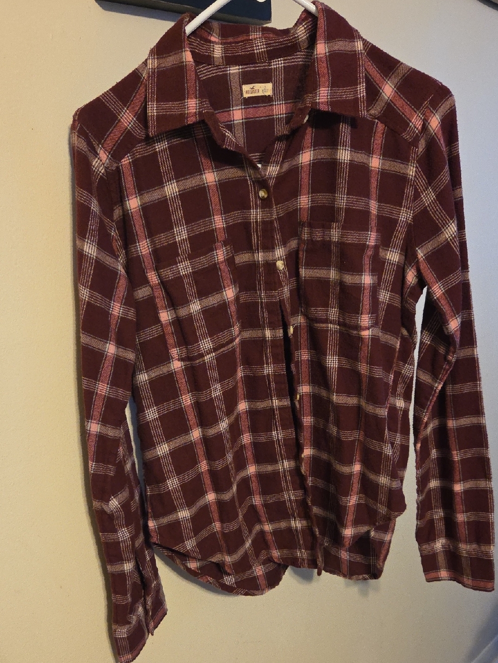 Hollister Burgundy Plaid Button-Down Shirt